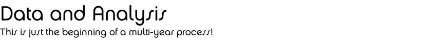 Data and Analysis This is just the beginning of a multi-year process!